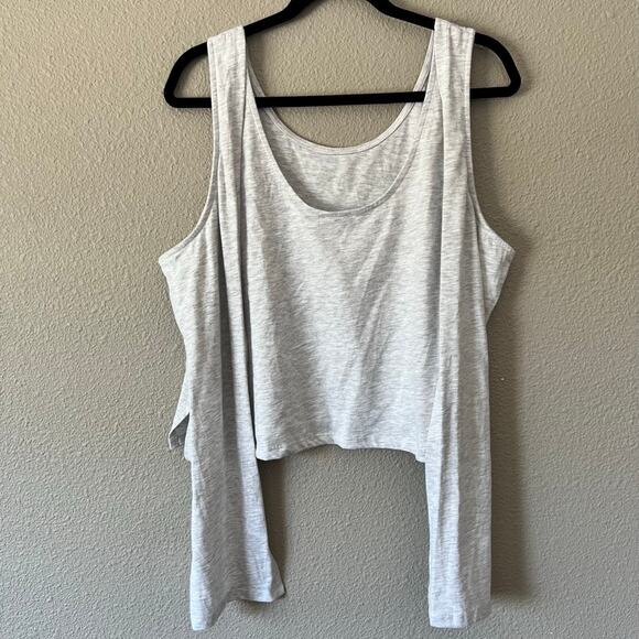 Topshop Heather Grey Scoop Tie Back Accent Side Slit Women's New Relaxed Fit Top - Picture 3 of 9
